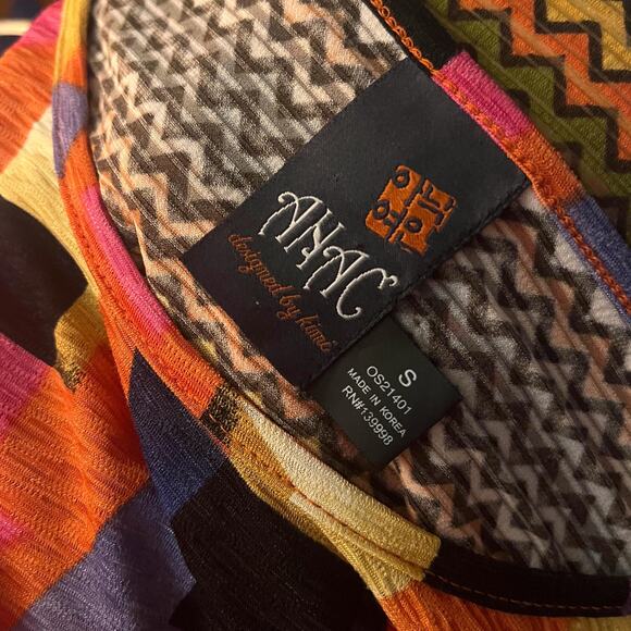 Y2K Anac Rainbow Geometric Mesh Top | Mod Print Lettuce Hem | S/M - Picture 6 of 6